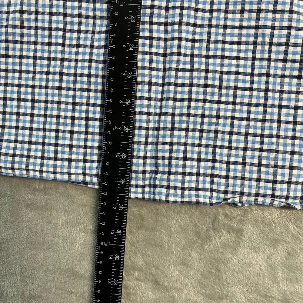 Barbour Gingham Check Tailored Fit Button Shirt Mens Medium Blue White Preppy